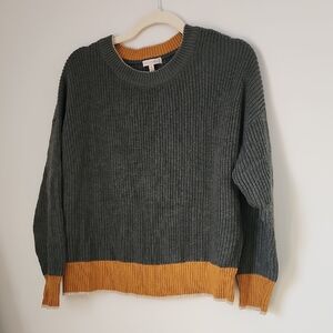 Skies Are Blue Charcoal and Mustard Sweater